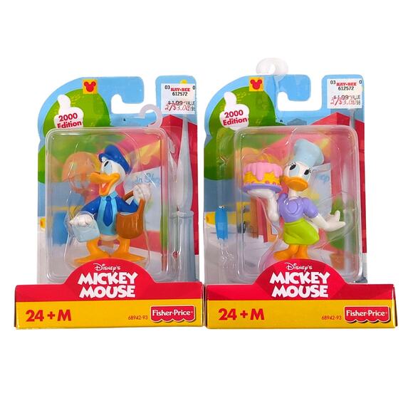 Mickey Mouse Donald Daisy Duck 2" Figure Lot VTG 2000 Fisher-Price NEW NIB - Picture 1 of 2